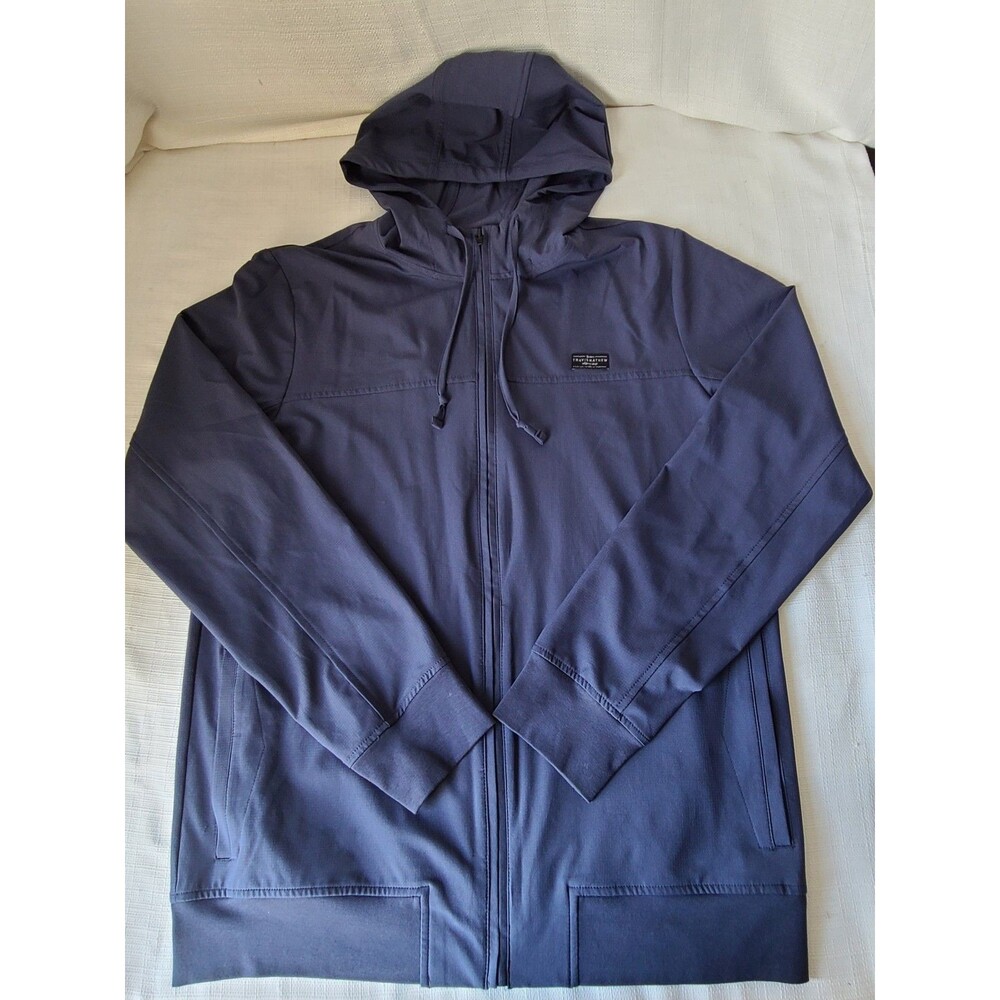 TravisMathew 32 Degree Men's Medium Full Zip Hoodie Blue Stretch Performance Ja